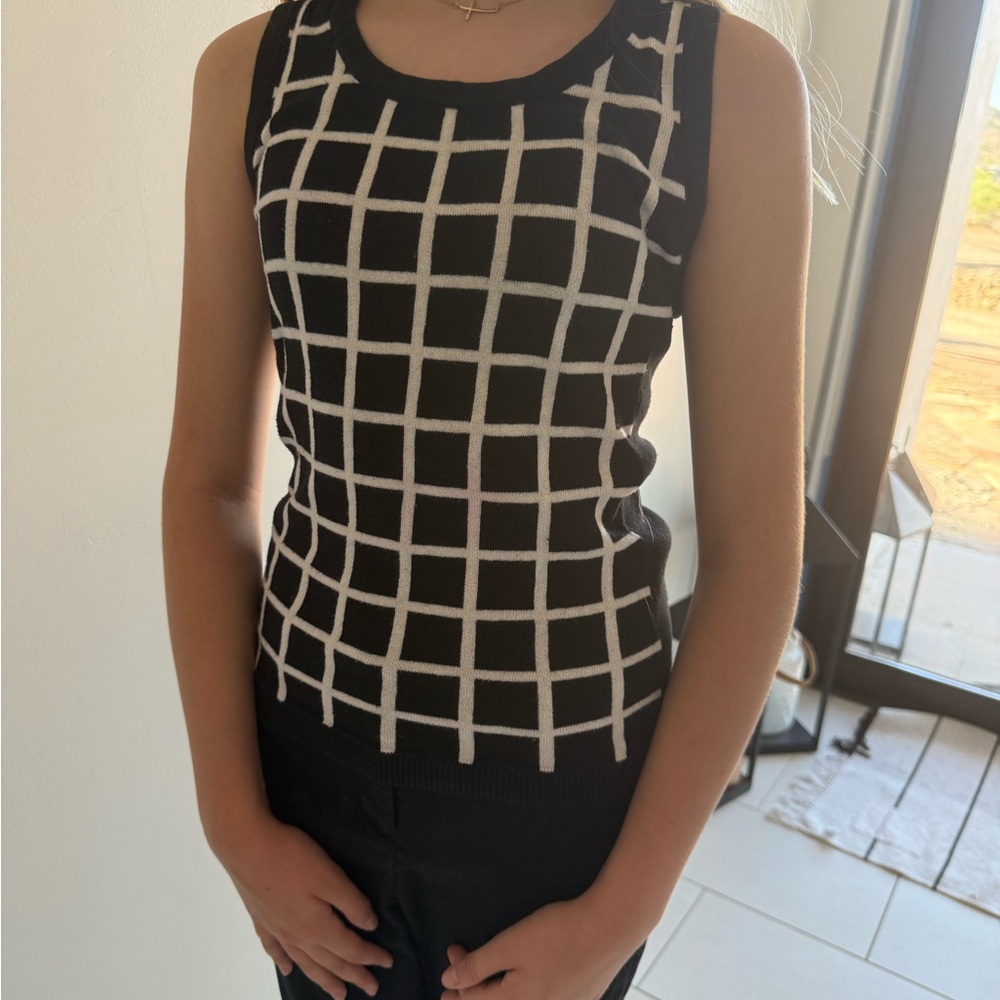 The Limited Black and White Checkered Tank Top